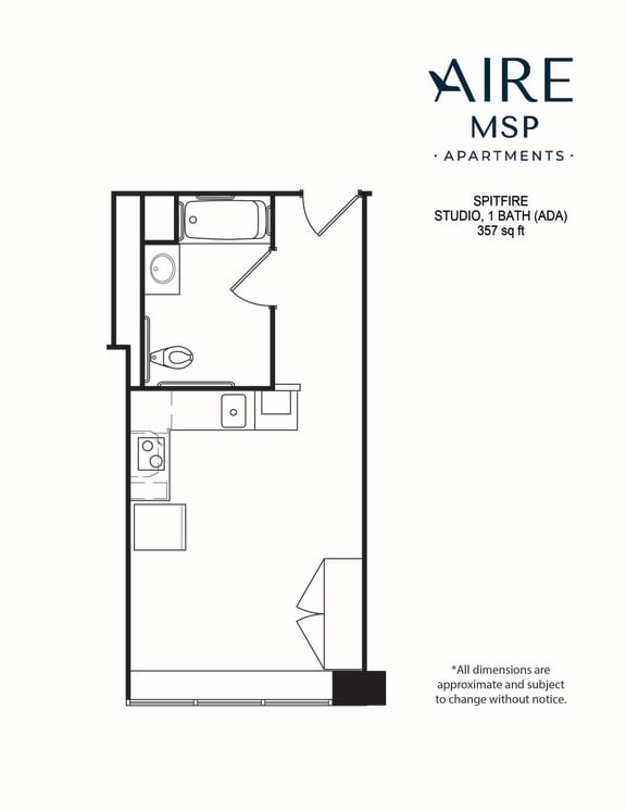 Floor Plan  AireMSP_Spitfire_studio-357sf floor plan at Aire MSP Apartments, Minnesota