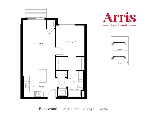 Basswood Floor Plan at Arris Apartments - Opening August!, Lakeville, MN, 55044