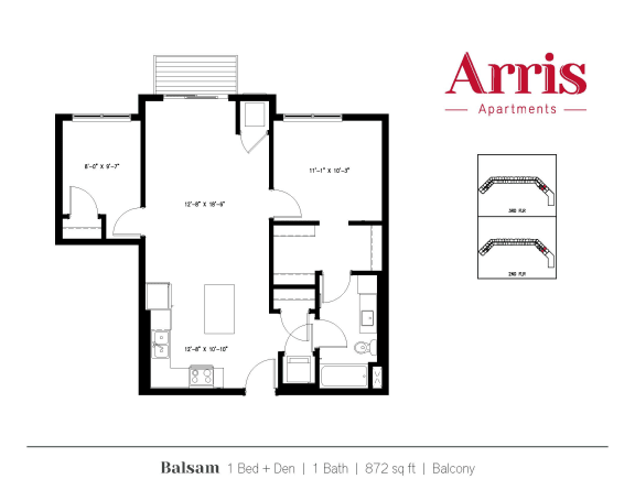 Floor Plan  Balsam&#x2B; Den Floor Plan at Arris Apartments - Opening August!, Lakeville, Minnesota