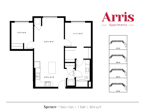 Spruce &#x2B;Den Floor Plan at Arris Apartments - Opening August!, Lakeville, 55044