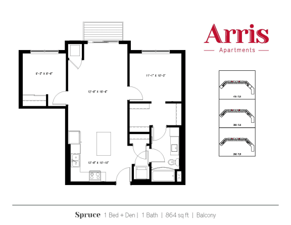 Spruce &#x2B;Den Floor Plan at Arris Apartments - Opening August!, Lakeville, MN