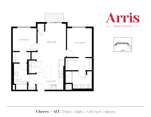 Cherry_ACC_Balcony Floor Plan at Arris Apartments - Now Open!, Lakeville, MN, 55044