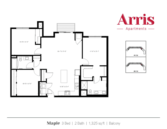 Maple_balcony Floor Plan at Arris Apartments - Now Open!, Lakeville, MN