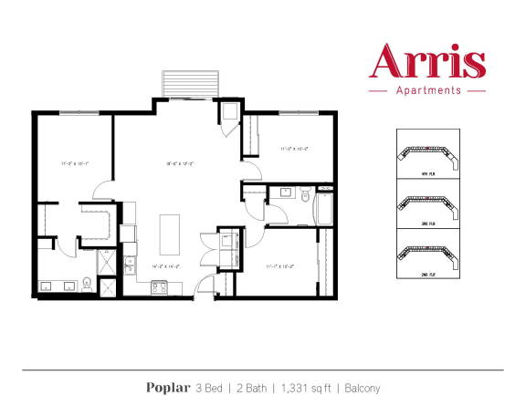 Poplar_balcony Floor Plan at Arris Apartments - Now Open!, Lakeville, Minnesota