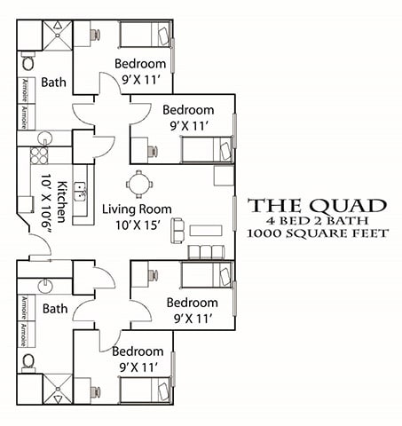 Floor Plan  Quad Floorplan Bierman Place Apartments in Minneapolis, MN_Quad