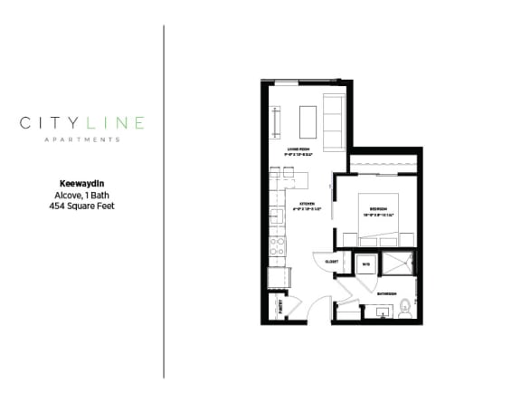 Studio 1 bathroom floor plan  Keewaydin Floor Plan at CityLine Apartments, Minneapolis, MN