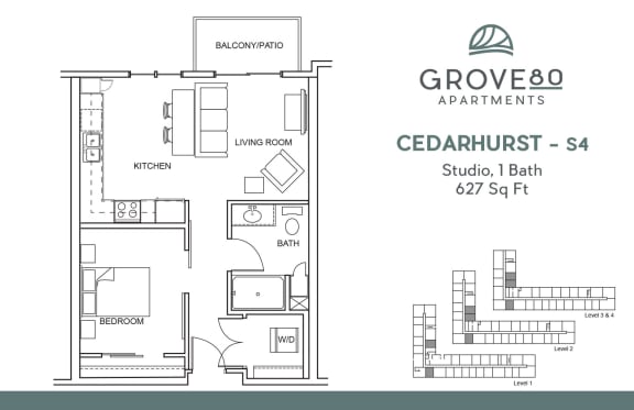Studio 0 Bedroom 1 Bath Floor Plan Studio 0 Bedroom 1 Bath Floor Plan at Grove80 Apartments, Minnesota
