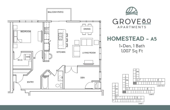 1 Bed Floor Plan at Grove80 Apartments, Minnesota