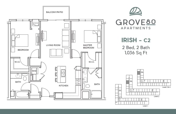 2 bedroom 2 bath Floor Plan at Grove80 Apartments, Cottage Grove, Minnesota