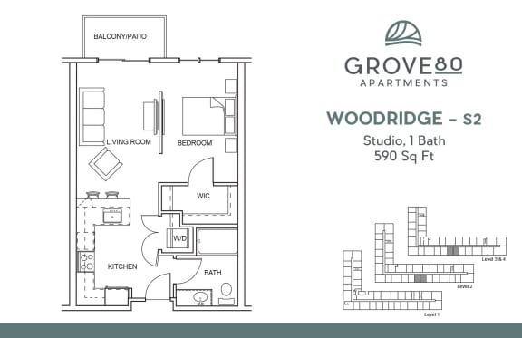 Studio Floor Plan at Grove80 Apartments, Cottage Grove, Minnesota
