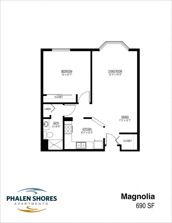 Magnolia 1 bedroom floor plan