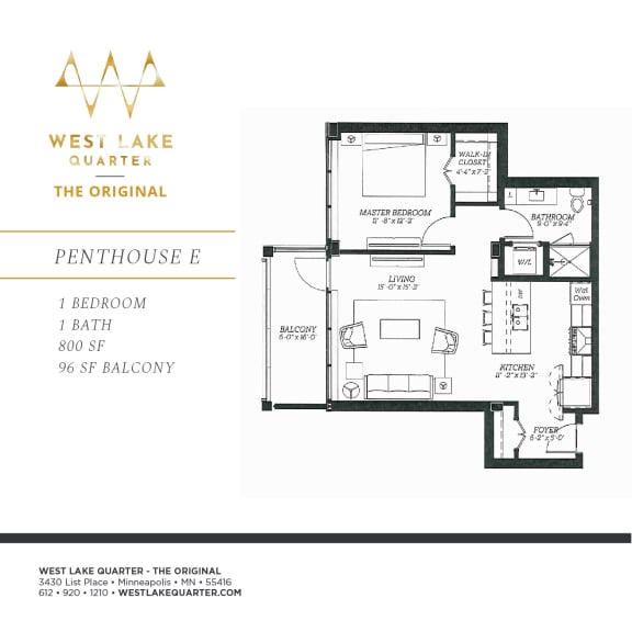 Penthouse E Floor Plan at The Original at West Lake Quarter, Minneapolis, MN, 55416