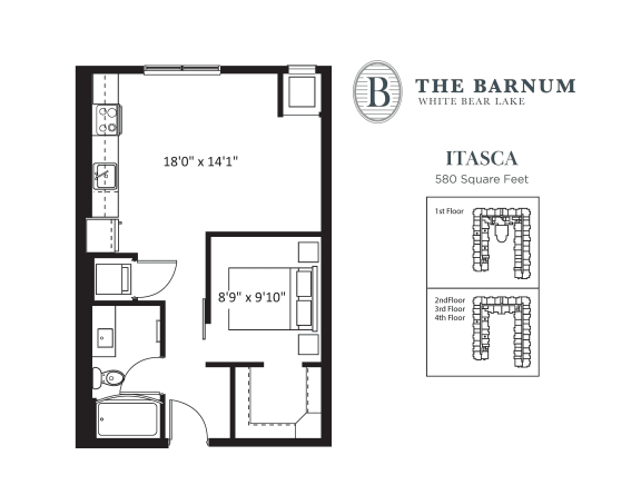 Itasca Floor Plan at The Barnum, White Bear Lake