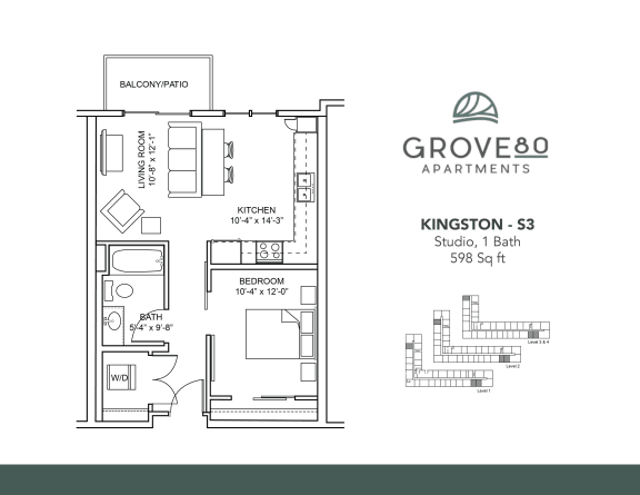 Kingston - S3 Floor Plan at Grove80 Apartments, Minnesota