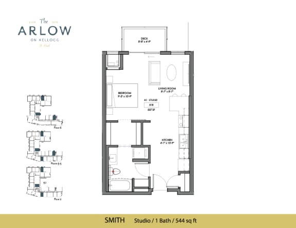 Studio Floor Plan at The Arlow on Kellogg, St Paul, MN