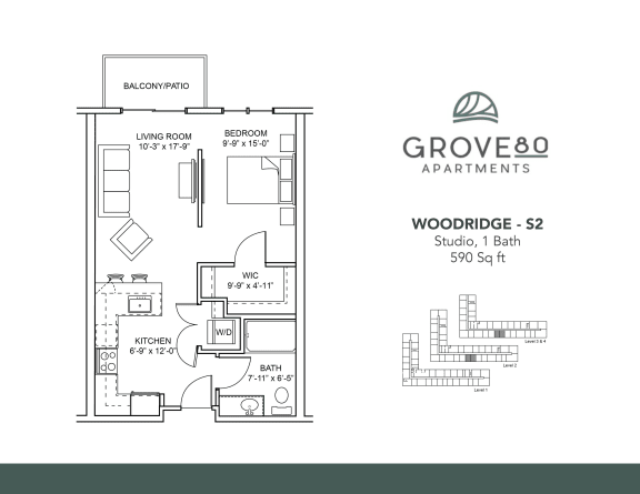 Floor Plan  Woodridge - S2 Floor Plan at Grove80 Apartments, Cottage Grove