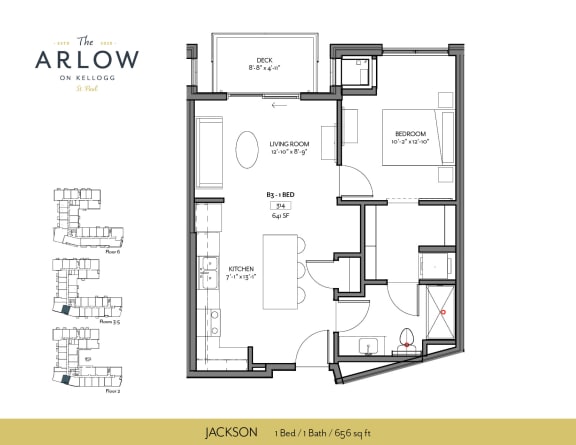 Jackson Floor Plan at The Arlow on Kellogg, St Paul, MN, 55102