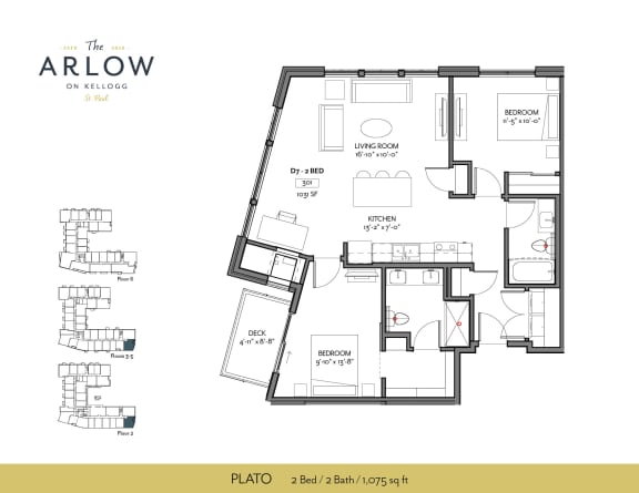 Plato Floor Plan Plato Floor Plan at The Arlow on Kellogg, St Paul, MN, 55102