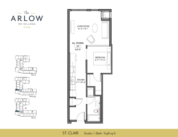St.Clair Floor Plan St.Clair Floor Plan at The Arlow on Kellogg, Minnesota, 55102