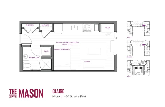 Floor Plan  Claire Floor Plan at The Mason, St. Paul, MN, 55114