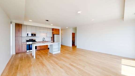 Contemporary Finishes Include Wood And Tile Flooring at The Mason, St. Paul, MN, 55114