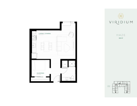 Haze • ALCOVE • 1 Bed 1 Bath Floor Plan Haze • ALCOVE • 1 Bed 1 Bath Floor Plan at Viridium, Minneapolis, 55401