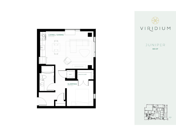Floor Plan  Juniper &#x2022; ALCOVE &#x2022; 1 Bed 1 Bath Floor Plan at Viridium, Minneapolis, Minnesota