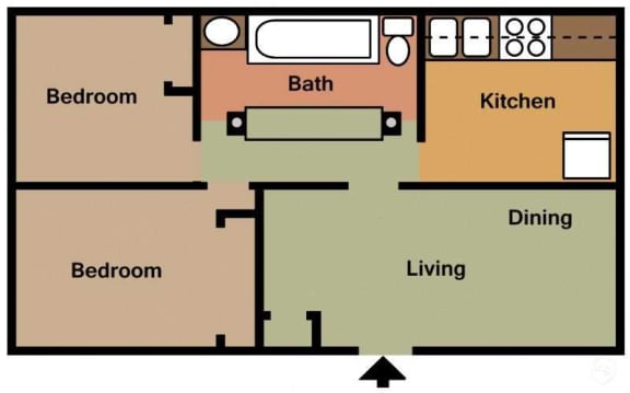 Floor Plan  Canterbury Apartment Homes, Tuscaloosa, AL, 2 Bedroom 1.5 bath