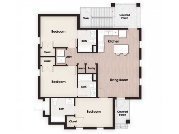 Floor Plan  3 Bed - 3Bath