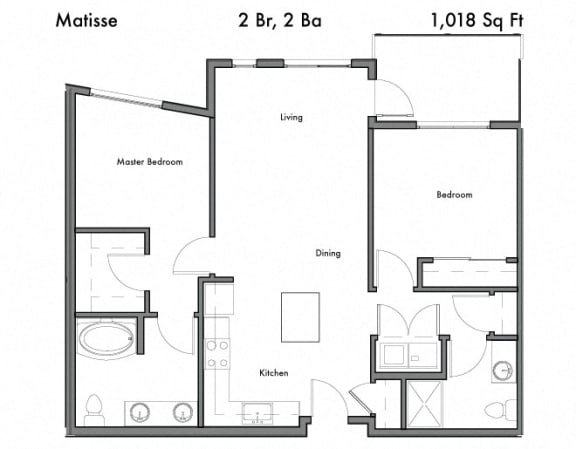 2 bedroom 2 bath Floor Plan 2 bedroom 2 bath Floor Plan at Discovery West, Issaquah, WA