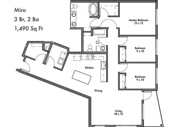 3 bedroom 2 bath Floor Plan 3 bedroom 2 bath Floor Plan at Discovery West, Issaquah, WA, 98029