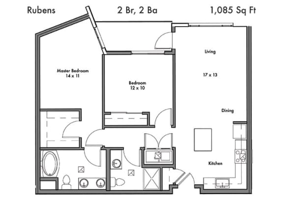 Two Bed Two Bath Floor Plan at Discovery West, Issaquah, Washington