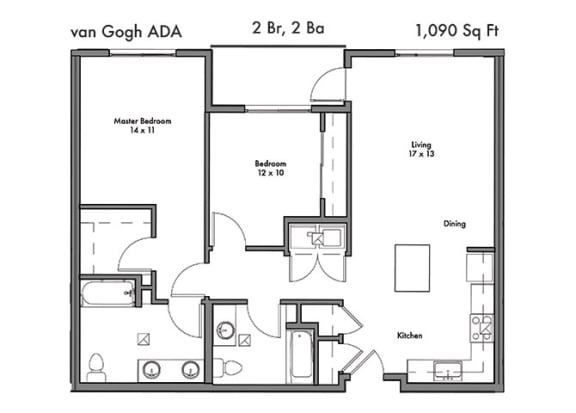 Two Bed Two Bath Floor Plan Two Bed Two Bath Floor Plan at Discovery West, Issaquah, WA, 98029