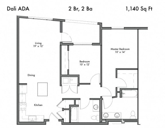 2 Bedroom 2 Bathroom Floor Plan 2 Bedroom 2 Bathroom Floor Plan at Discovery West, Issaquah, 98029
