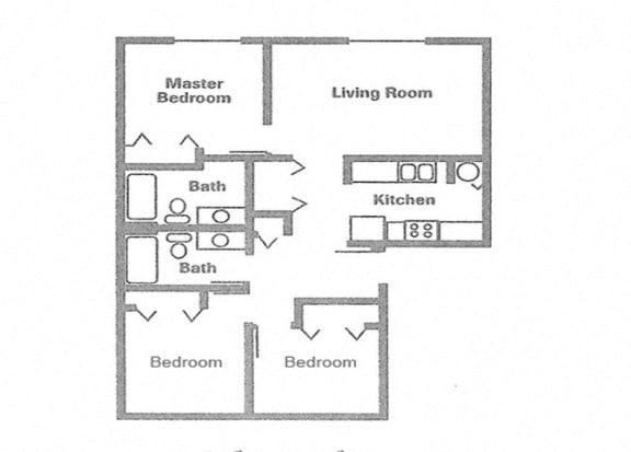 Floor Plan 3 Bedroom, 2 Bath