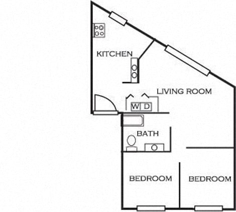  Floor Plan 2 Bedroom, 1 Bath