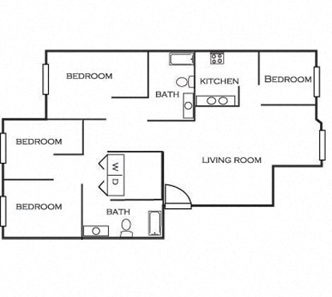  Floor Plan 4 Bedroom, 2 Bath