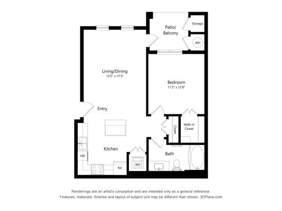 Dominium_Scharbauer Flats_2D_1 Bedroom - A1
