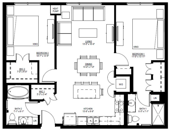 1500 Nicollet_2 Bedroom Floor Plan