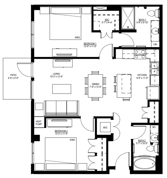 1500 Nicollet_2 Bedroom Floor Plan