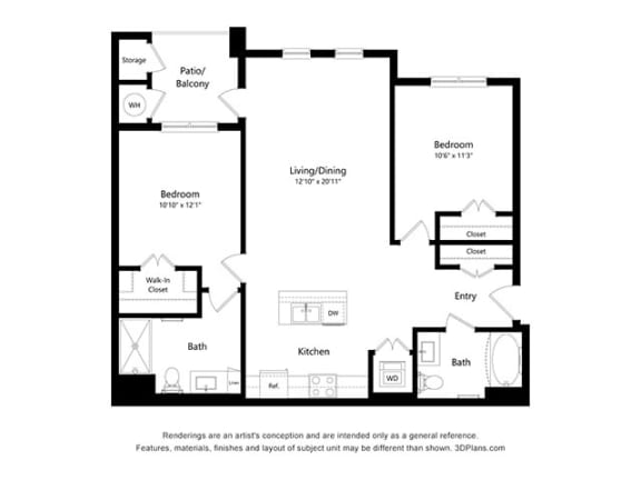 Dominium_Scharbauer Flats_2 Bedroom Floor Plan_B1