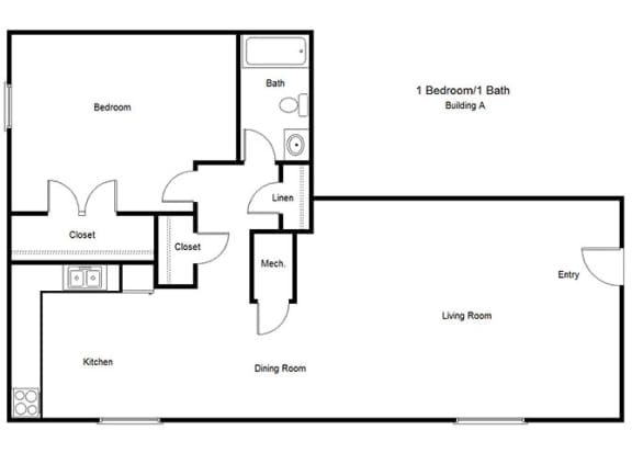 1502 Michigan Place_1 Bedroom Floor Plan