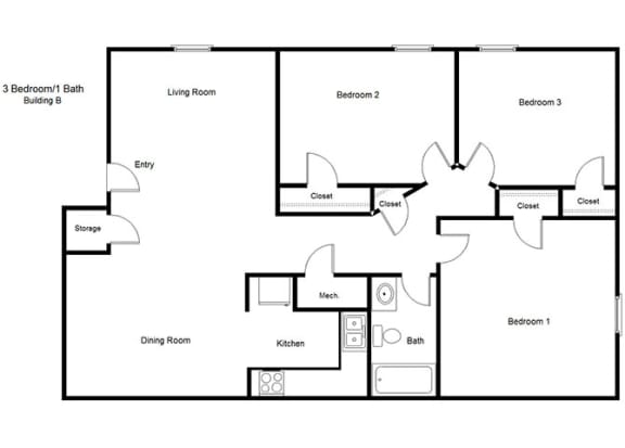 1502 Michigan Place_3 Bedroom Floor Plan