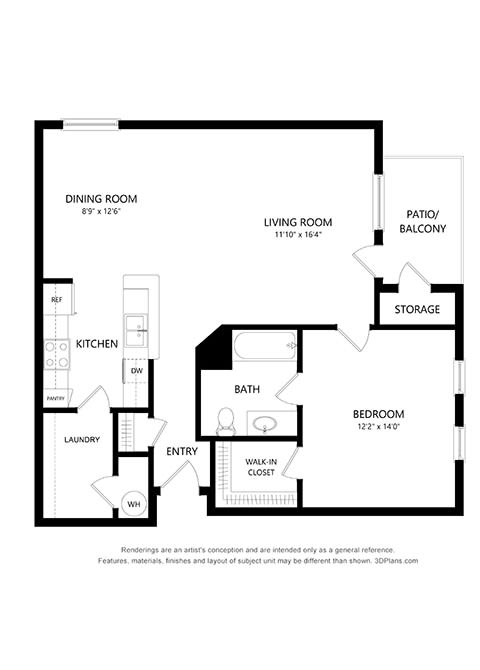 1 Bedroomn Floor Plan