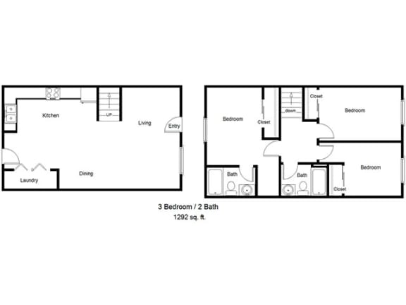 Asbury Place_3 bedroom floor plan