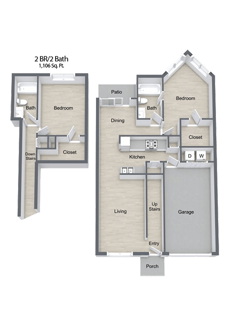 Beckley_2 Bedroom Townhome Floor Plan
