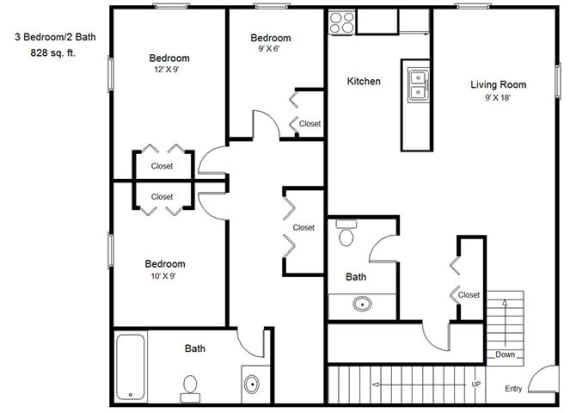 Castlewoods_2 Bedroom Floor Plan