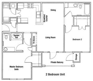 Knolls at West Oaks_2 Bedroom Floor Plan