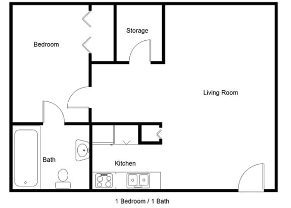 Courtyard_1 Bedroom Floor Plan
