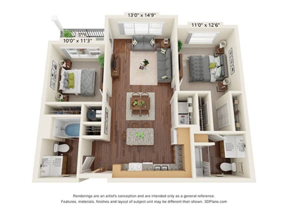 Covington Crossings_Two Bedroom Floor Plan